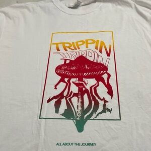 White Graphic Tee with Trippin Design
